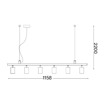 Ideal Lux - LED-pendel på kabel DYNAMITE 6xGU10/7W/230V CRI 90 mässing
