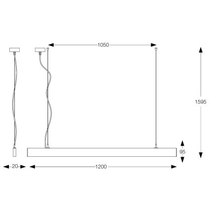 Ideal Lux - LED-pendel på kabel LINUS LED/32W/230V 3000K CRI 90 120 cm svart