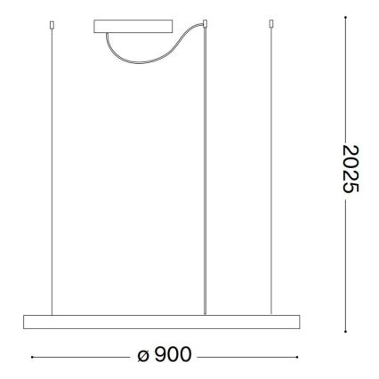 Ideal Lux - ORACLE SLIM LED pendellampa med vajer LED/53W/230V 2700K CRI 90 Ø 90 cm svart