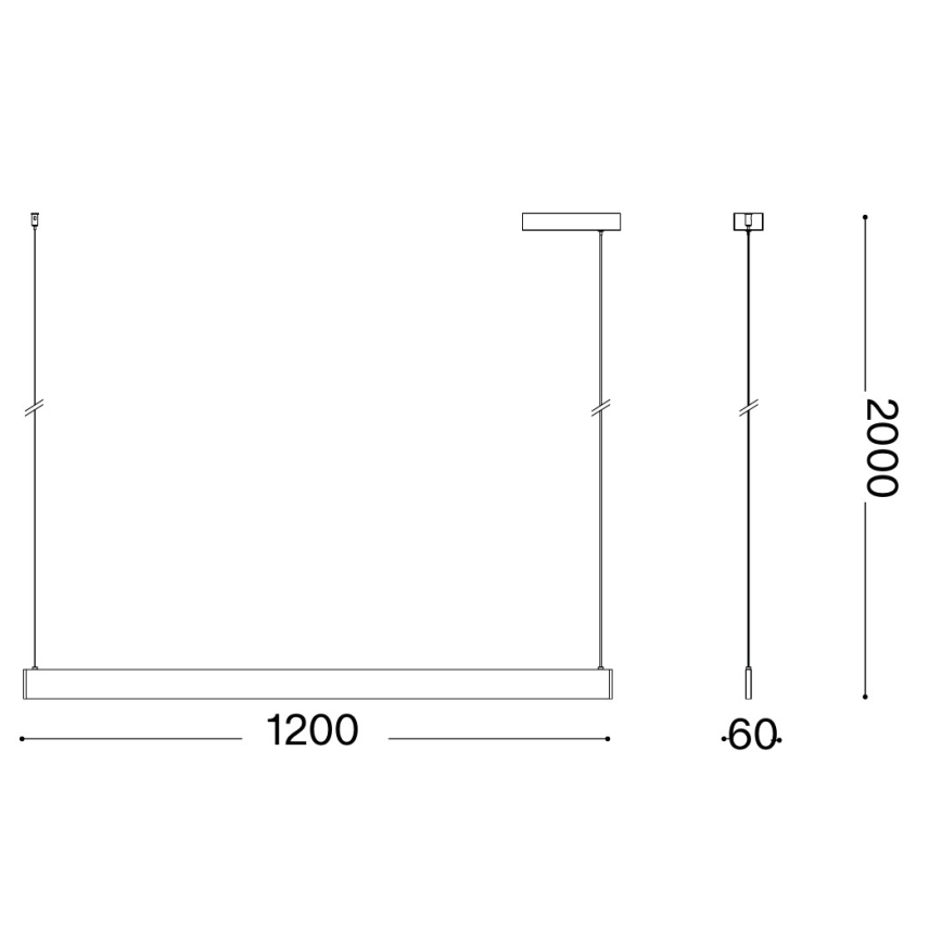 Ideal Lux - LED-pendel på vajer DESK WIDE LED/36W/230V CRI 90 120 cm svart