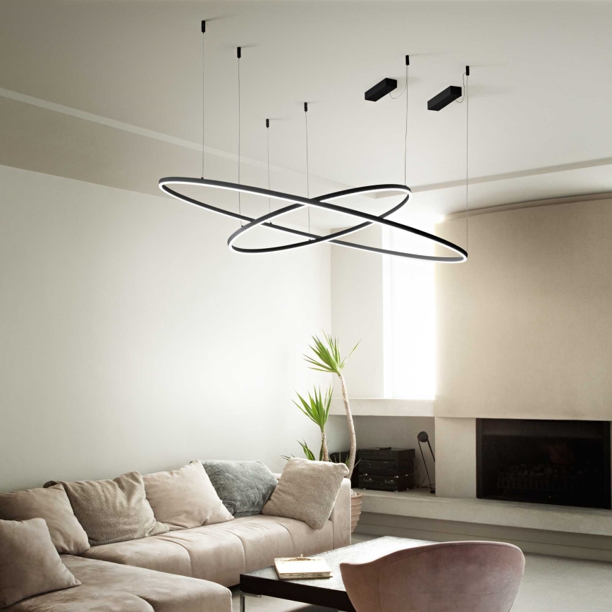 Ideal Lux - LED dimbar takpendel på vajer ORACLE SLIM LED/42W/230V 3000K CRI 90 Ø 90 cm svart