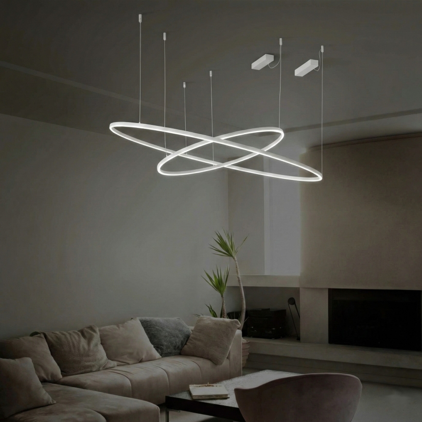 Ideal Lux - LED-hänglampa på vajer ORACLE SLIM LED/37W/230V 3000K CRI 90 Ø 70 cm vit