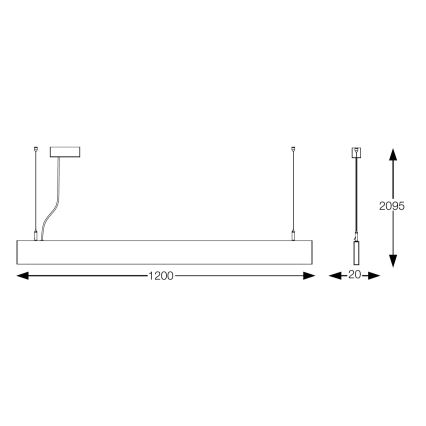 Ideal Lux - LED-pendel på vajer STEEL LED/29W/230V 4000K CRI 90 120 cm svart