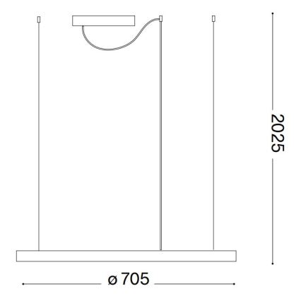 Ideal Lux - LED-pendel med vajer ORACLE SLIM LED/37W/230V 2700K CRI 90 diam. 70 cm svart