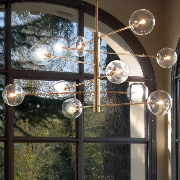 Ideal Lux - LED pendelljuskrona EQUINOXE 12xG4/2W/230V diameter 124 cm mässing/genomskinlig