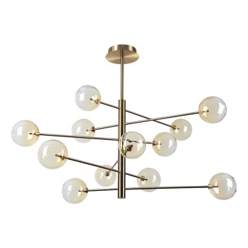 Ideal Lux - LED pendelljuskrona EQUINOXE 12xG4/2W/230V diameter 128,1 cm mässing/rökig