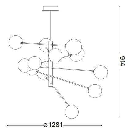 Ideal Lux - LED pendelljuskrona EQUINOXE 12xG4/2W/230V diameter 128,1 cm mässing/rökig