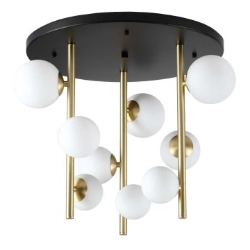 Ideal Lux - LED pendelljuskrona PERLAGE 9xG9/3W/230V diameter 55 cm guld/vit