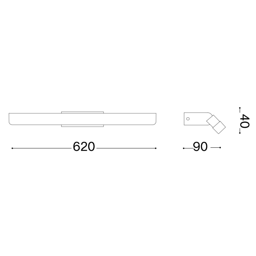 Ideal Lux - Badrumsspegel med LED-belysning RIFLESSO LED/16W/230V 62 cm CRI 90 IP54 svart