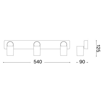 Ideal Lux - LED-spot RUDY 3xGU10/7W/230V CRI 90 svart