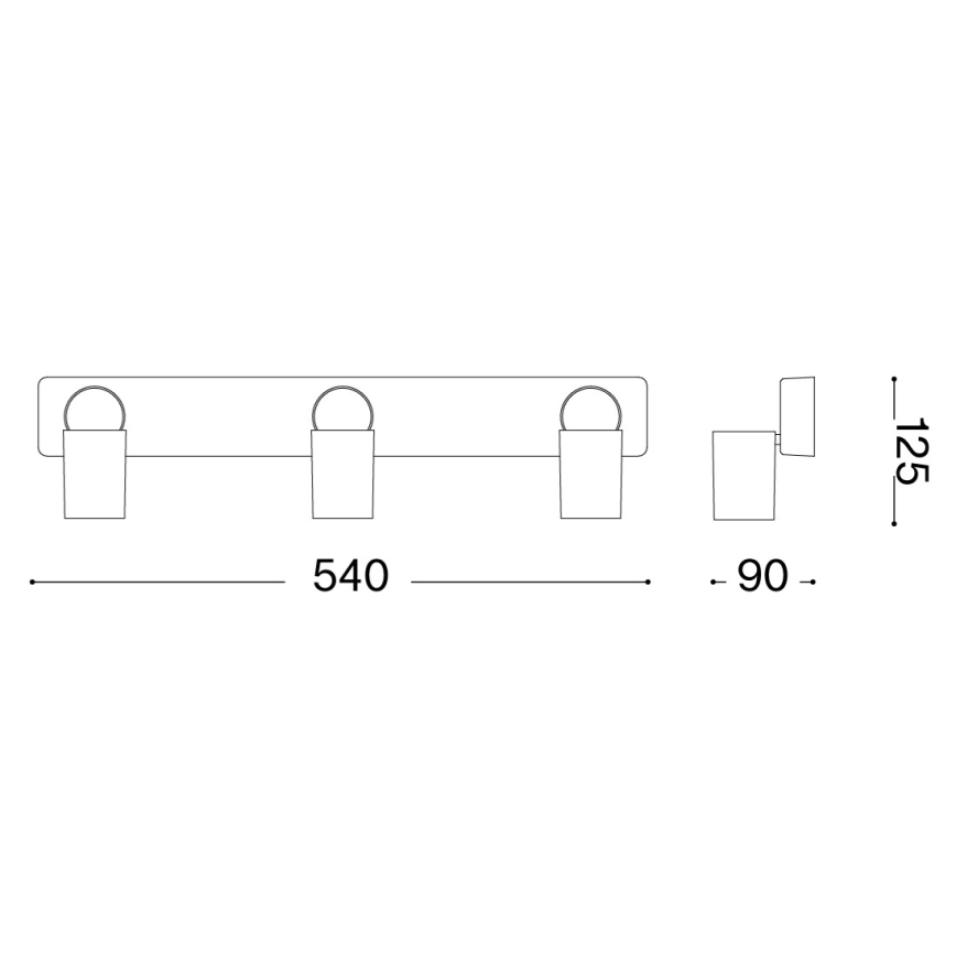 Ideal Lux - LED-spot RUDY 3xGU10/7W/230V CRI 90 svart