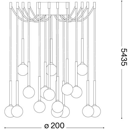 Ideal Lux - LED-takkrona på vajer LUCCIOLA 16xLED/16W/230V CRI 90 spindel svart