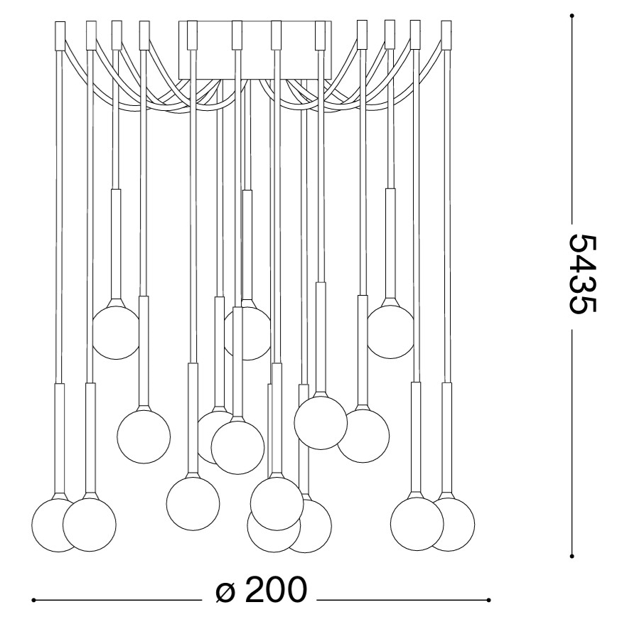 Ideal Lux - LED-takkrona på vajer LUCCIOLA 16xLED/16W/230V CRI 90 spindel svart