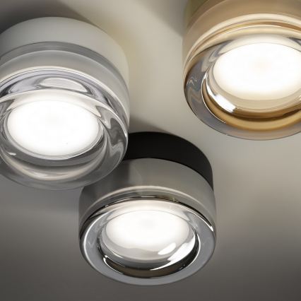Ideal Lux - LED taklampa för badrum LOLLY 1xGX53/9W/230V diam. 10,5 cm IP44 svart/rökfärgad