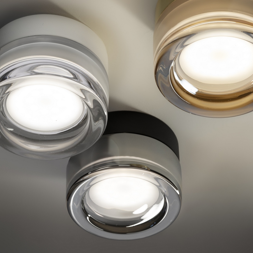 Ideal Lux - LED taklampa för badrum LOLLY 1xGX53/9W/230V diam. 10,5 cm IP44 svart/rökfärgad