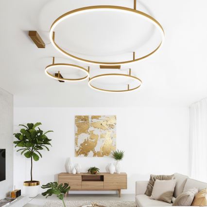 Ideal Lux - LED-taklampa ORACLE SLIM LED/81W/230V 3000K CRI 90 Ø 150 cm guld