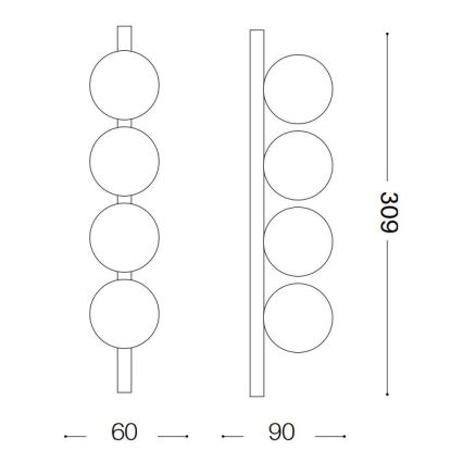Ideal Lux - LED taklampa PING PONG 4xLED/3W/230V CRI 90 mässing