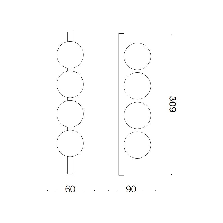 Ideal Lux - LED taklampa PING PONG 4xLED/3W/230V CRI 90 svart
