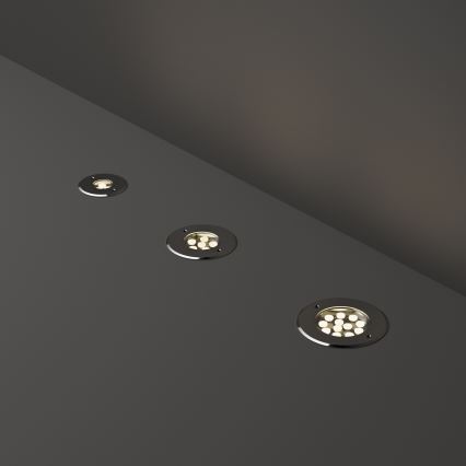 Ideal Lux - LED uppfartsbelysning FLOOR LED/12W/230V diameter 14 cm CRI 90 IP67 skinande krom