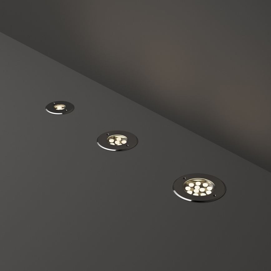 Ideal Lux - LED uppfartsbelysning FLOOR LED/12W/230V diameter 14 cm CRI 90 IP67 skinande krom