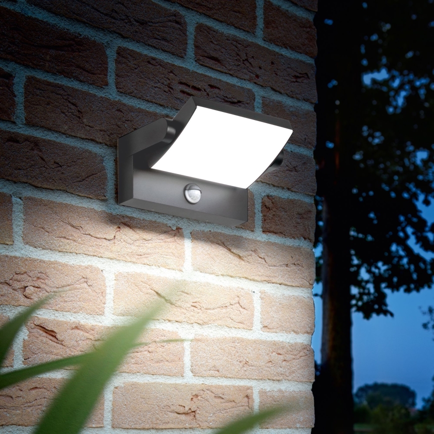 Ideal Lux - LED Utomhus vägglampa med sensor SWIPE LED/21W/230V CRI 90 IP54 antracit