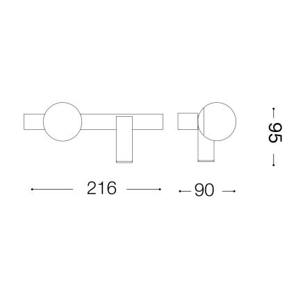 Ideal Lux - LED väggbelysning PING PONG 2xLED/3W/230V CRI 90 mässing