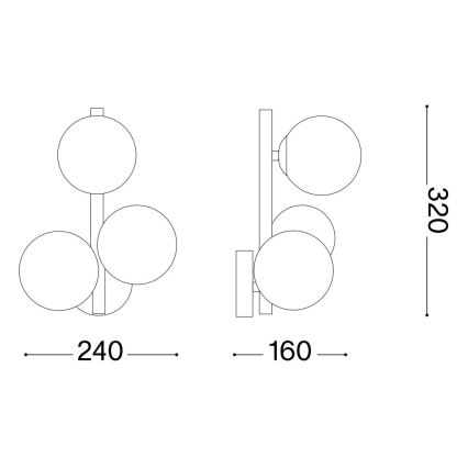 Ideal Lux - LED Vägglampa PERLAGE 3xG9/3W/230V svart/röksvart