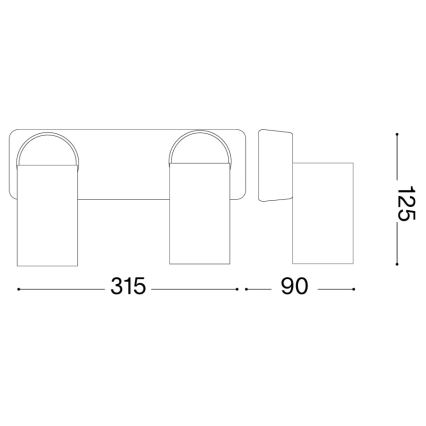 Ideal Lux - LED väggspot RUDY 2xGU10/7W/230V CRI 90 svart