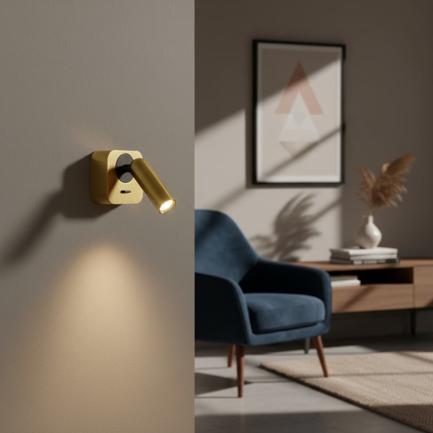 Ideal Lux - LED väggspotlight BEAN LED/3W/230V CRI 90 guld