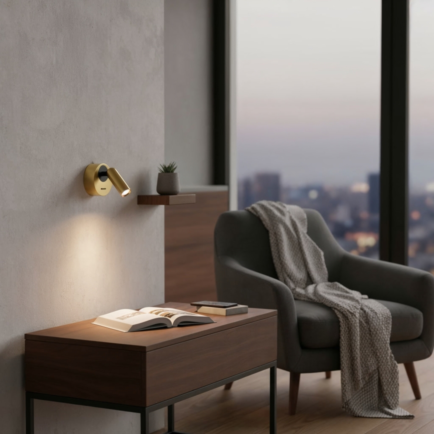 Ideal Lux - LED väggspotlight BEAN LED/3W/230V CRI 90 mässing