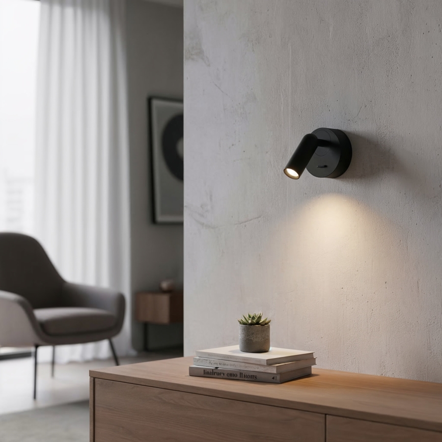 Ideal Lux - LED väggspotlight BEAN LED/3W/230V CRI 90 svart