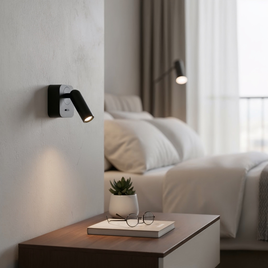 Ideal Lux - LED väggspotlight BEAN LED/3W/230V CRI 90 svart