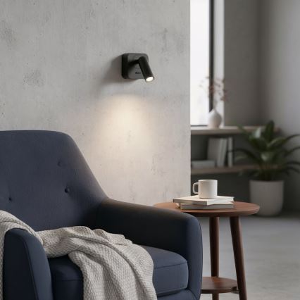 Ideal Lux - LED väggspotlight BEAN LED/3W/230V CRI 90 svart