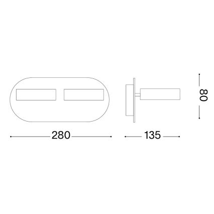 Ideal Lux - LED väggspotlight OBY 2xLED/6W/230V CRI 90 vit