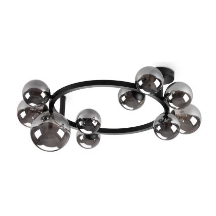 Ideal Lux - LED ytmonterad ljuskrona PERLAGE 10xG9/3W/230V diameter 70 cm svart/rökig