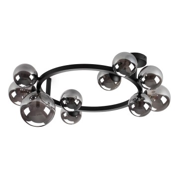 Ideal Lux - LED ytmonterad ljuskrona PERLAGE 10xG9/3W/230V Ø 70 cm svart/rökfärgad