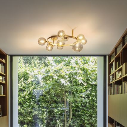 Ideal Lux - LED-ytmonterad taklampa PERLAGE 10xG9/3W/230V Ø 70 cm guldfärgad/rökbeige