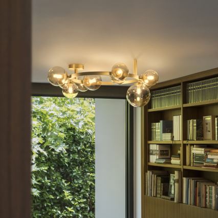 Ideal Lux - LED-ytmonterad taklampa PERLAGE 10xG9/3W/230V Ø 70 cm guldfärgad/rökbeige