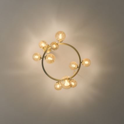 Ideal Lux - LED-ytmonterad taklampa PERLAGE 10xG9/3W/230V Ø 70 cm guldfärgad/rökbeige