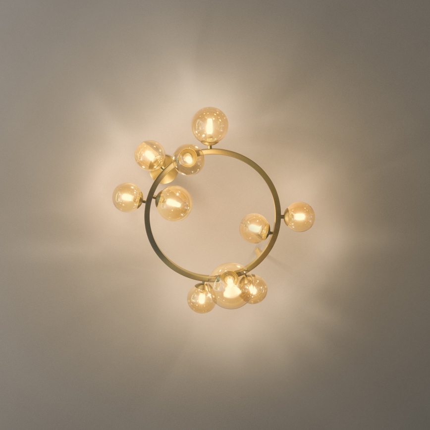 Ideal Lux - LED-ytmonterad taklampa PERLAGE 10xG9/3W/230V Ø 70 cm guldfärgad/rökbeige