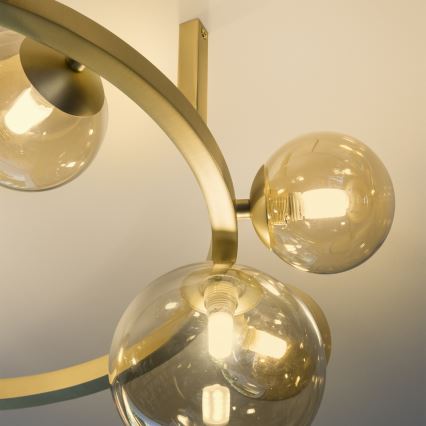 Ideal Lux - LED-ytmonterad taklampa PERLAGE 10xG9/3W/230V Ø 70 cm guldfärgad/rökbeige