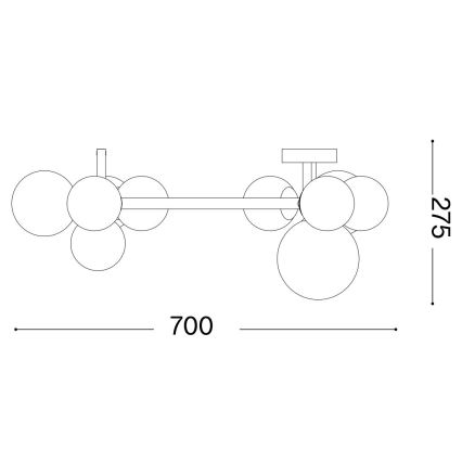 Ideal Lux - LED-ytmonterad taklampa PERLAGE 10xG9/3W/230V Ø 70 cm guldfärgad/rökbeige