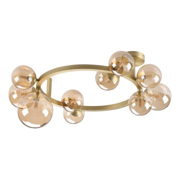 Ideal Lux - LED-ytmonterad taklampa PERLAGE 10xG9/3W/230V Ø 70 cm guldfärgad/rökbeige