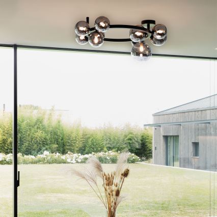 Ideal Lux - LED ytmonterad ljuskrona PERLAGE 10xG9/3W/230V Ø 70 cm svart/rökfärgad