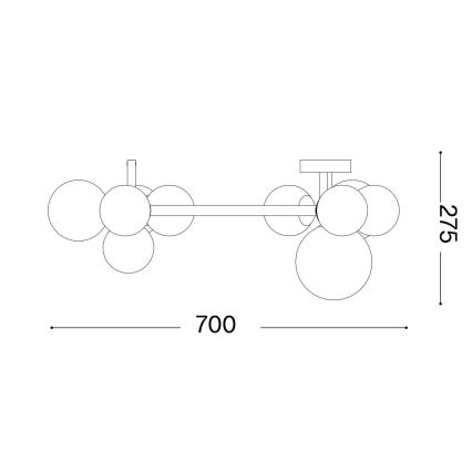 Ideal Lux - LED ytmonterad ljuskrona PERLAGE 10xG9/3W/230V Ø 70 cm svart/rökfärgad