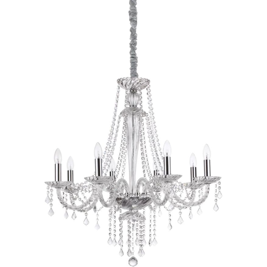 Ideal Lux - Ljuskrona i kristal med kedja AMADEUS 8xE14/40W/230V diameter 80 cm genomskinlig