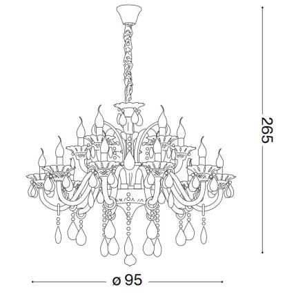 Ideal Lux - Ljuskrona i kristal med kedja COLOSSAL 15xE14/40W/230V diameter 95 cm genomskinlig/skinande krom