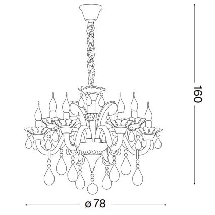 Ideal Lux - Ljuskrona i kristal med kedja COLOSSAL 8xE14/40W/230V diameter 78 cm skinande krom