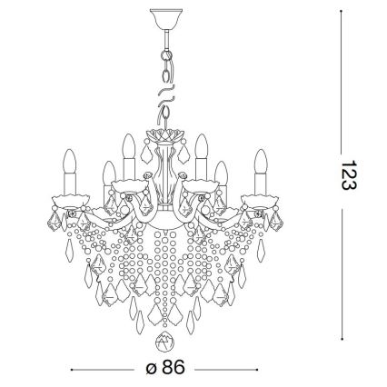 Ideal Lux - Ljuskrona i kristal med kedja FLORIAN 18xE14/40W/230V diameter 86 cm guld