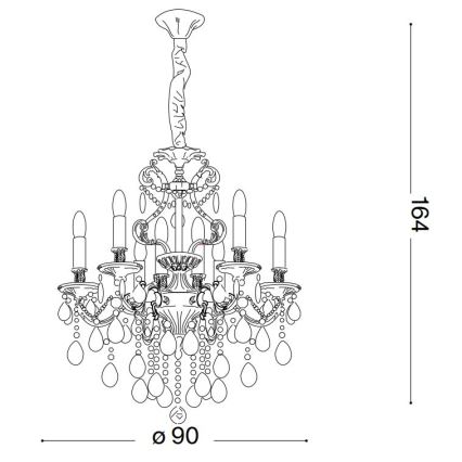 Ideal Lux - Ljuskrona i kristal med kedja GIOCONDA 12xE14/40W/230V diameter 90 cm guld